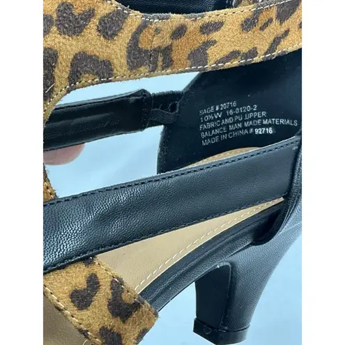 Comfortview Womans Sage Animal Print Shoes 10.5 W Brown Black Back Zip Open Side