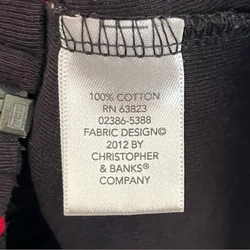Christopher & Banks Christopher & Banks Black Red Full Zip Shirt Size Medium Giraffe Zebra Safari