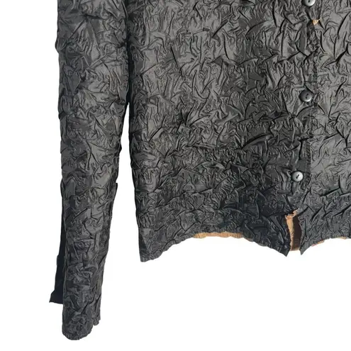 Itsu Popcorn Crinkled Black Brown Reversible Lightweight Jacket Sz M Size M