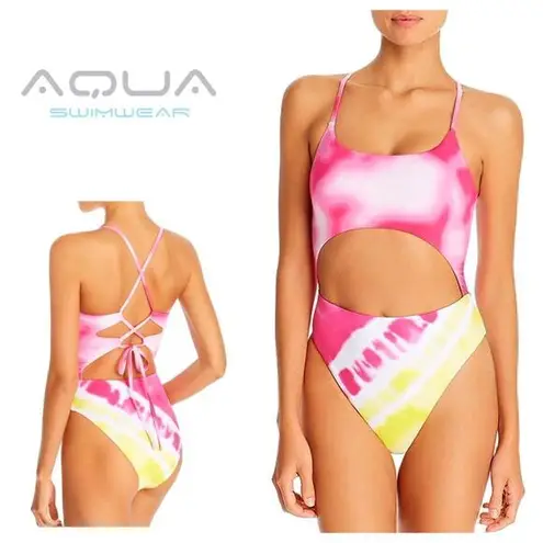 AQUA New.  tie dye cut out swimsuit.