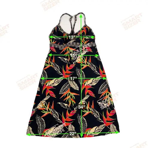 Athleta  Shorebreak Empire Waist Racer Back Swim Dress Tropical Leaves Size XS