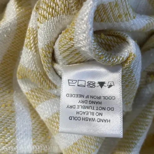 LPA Strapless Bodycon Dress Yellow White Stripe Midi Size Medium Fringe Hem