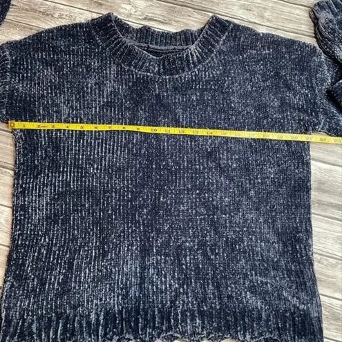 Unbranded Chenille Long Sleeved Dusty Blue Sweater with Scalloped Hem Small SM S
