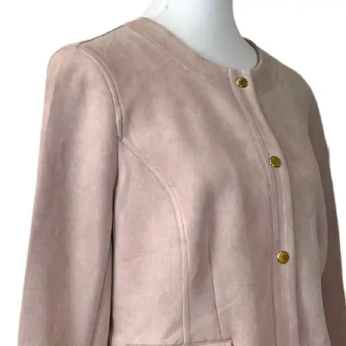 Marc New York Faux Suede Blush Pink Snap Front Jacket Women's Size PL Petite