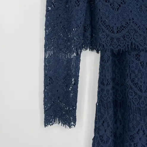 Saylor Anthropologie Navy Blue Long Sleeve Lace Layered Coquette Romper XS