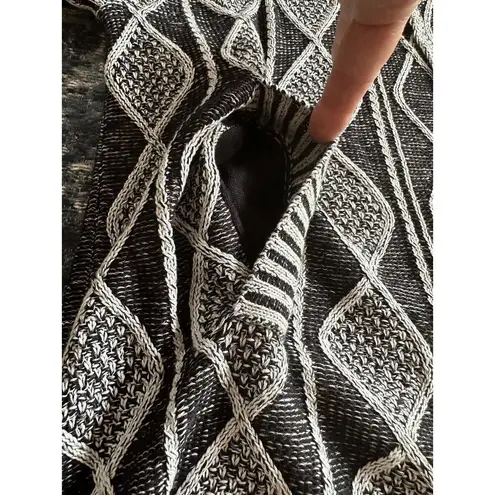 Karen Kane Cardigan Sweater Open Front Black/Gray Large Collar Pockets Sz.Small