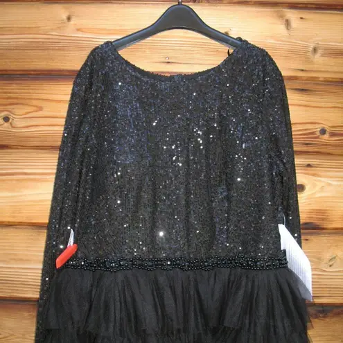 Mac Duggal 26299 Long Sleeve Ruffle Tiered Midi Dress Black 14 Stretch