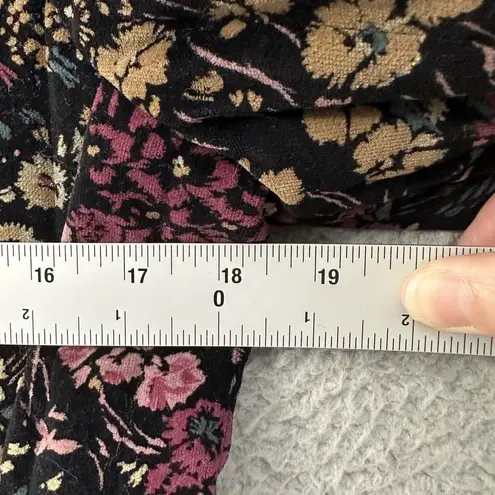 Unbranded Quilted Velour Floral Print Jacket Mandarin Dark Boho Flower Women's S Black