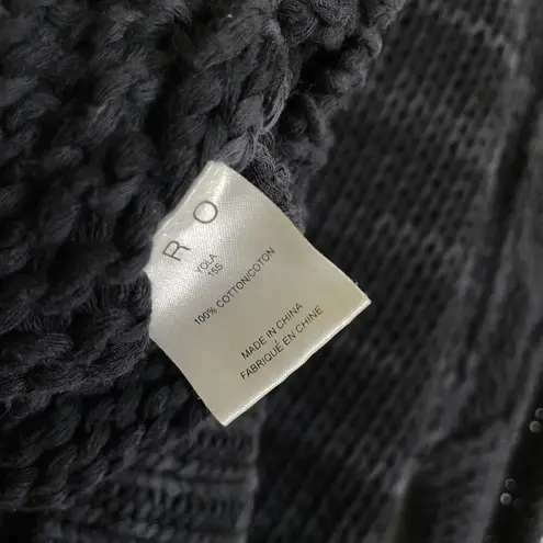 IRO Sweater Womens Small Black Open Knit Chunky Pullover Cropped Cotton Top