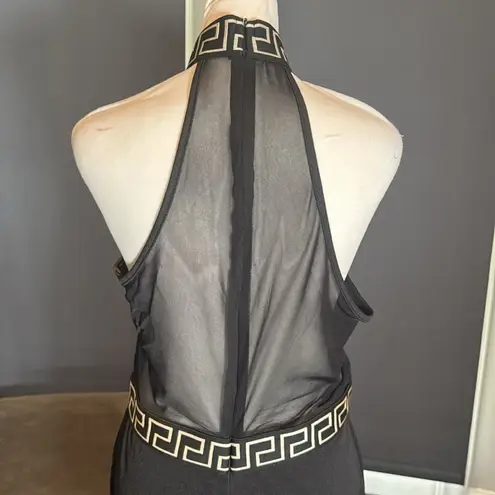 Women’s Black Halter Neck BodyCon Sleeveless Party Jumpsuit Wide Leg Size L NWOT Size L