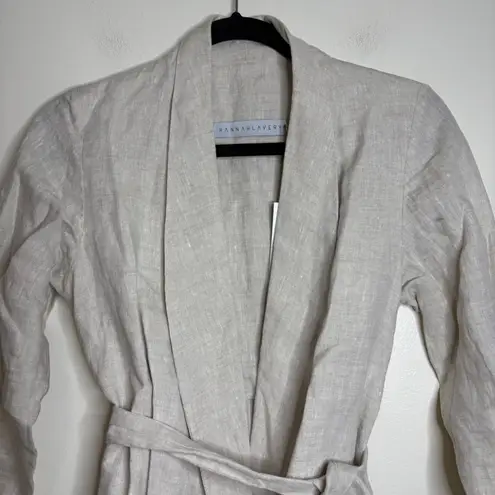 HANNAH LAVERY Linen Shawl Collar Wrap Blazer Jacket Neutral Size 8 Tan