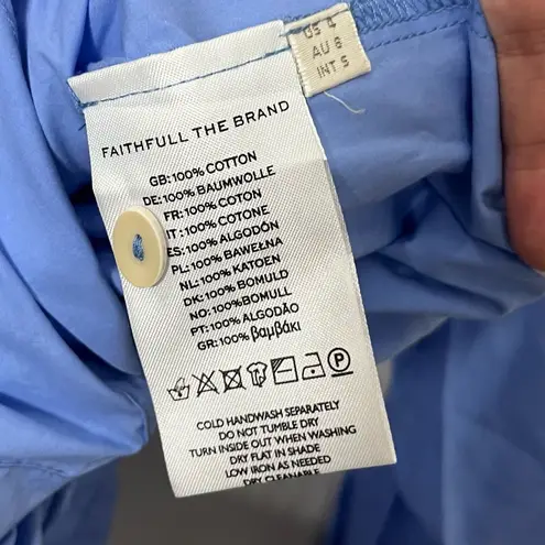 Faithfull the Brand NWT Isole Playsuit Women’s Small Mid Blue Cotton Resort Chic