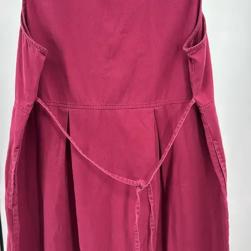 Blair  Burgundy Midi overall Dress jumper embroidered birdhouse L cottage