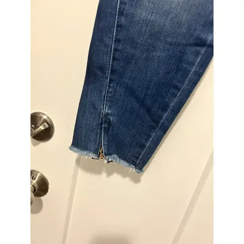 Kancan Jeans Women Size 11/29 Blue Dark Wash Distressed Hi Rise Stretch Straight