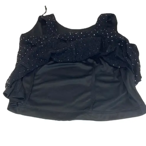 R & M Richards  VTG 90s Glam Black Sequin Sleeveless Nylon Blend 16 WP NWOT