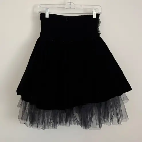Vintage Black Velvet Tulle Skirt with Oversized Bow
