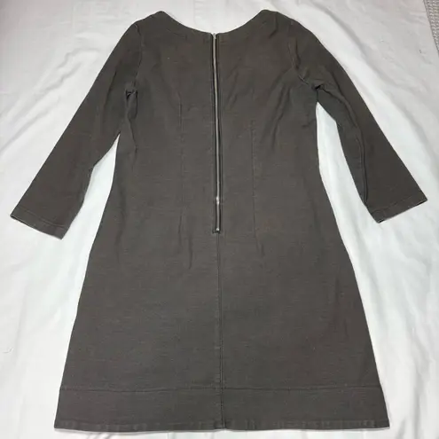 Prairie Underground Minimalist Long Sleeve Dress BodyCon Pockets Cotton Size L Gray Size M