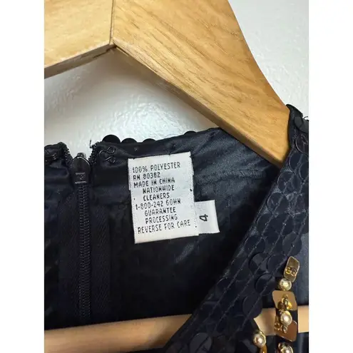 VTG Nightline by Della Roufogali Black Sequin Gown Sz. 4 Black