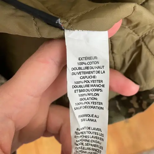 L.L. Bean Woman's Sz S Green Camo Printed Hooded Fleece Lined Winter Jacket