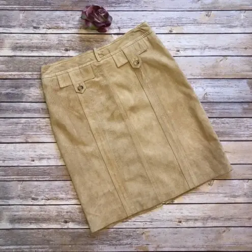 VS2 by Vakko Genuine Suede Skirt Camel Size 4