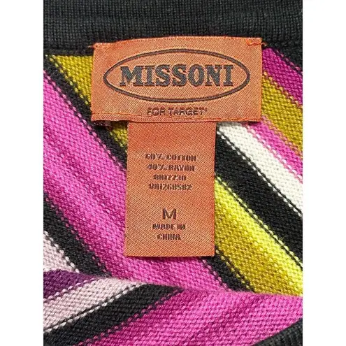 Missoni for Target Stripes Crew Neck Knitted Mini Dress Pink Black Size Medium