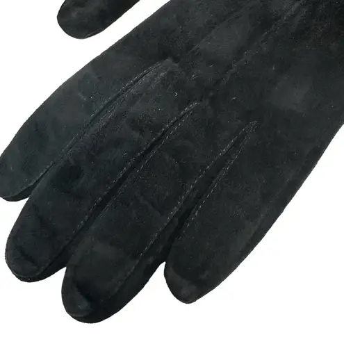 None Womens Black Genuine Suede Leather Gloves Fully Lined Size 7.5 Medium