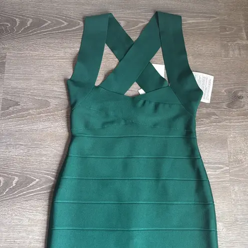 Herve Leger NEW Cutout Bandage Midi Dress In Emerald Medium