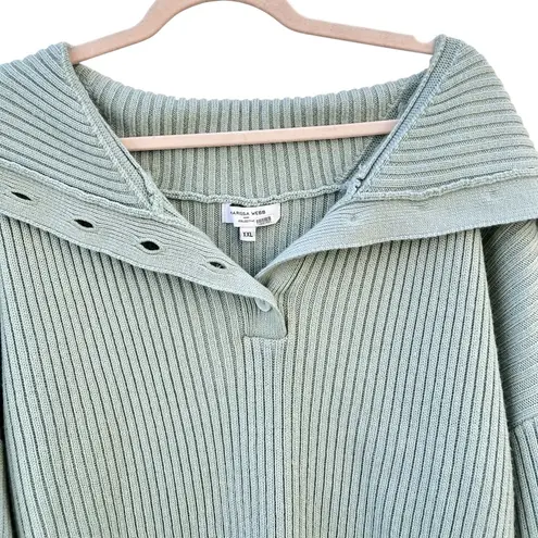 Marissa Webb Wool Blend Oversized Sage Green Convertible Neck Sweater XXL
