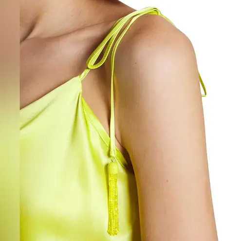 Cinq à Sept Cinq a Sept Marta Beaded Tassel Cowl Neck Silk Camj Top Key Lime Y2K Style