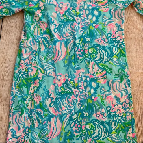 Lilly Pulitzer  Azita Tunic Dress Blue Ibiza Floral Print Size Small Beach Travel