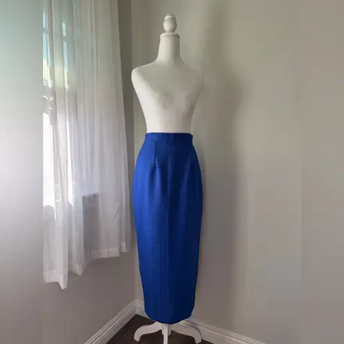 Vintage ‘90s Royal Blue Pencil Maxi Skirt w/ Back Slit Size M