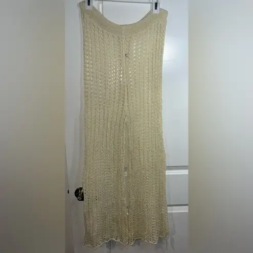 Odiva NWT Crochet Pullover Swimwear Cover Up Pants Size Large in Crème Color