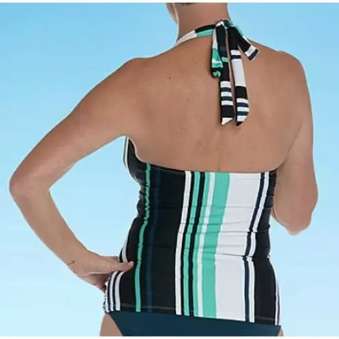 Sonnet Shores Striped Tankini Swimsuit Top Green Black White Multi 6