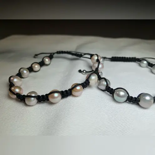 Handmade Pearl bracelets 3 Adjustable Size String stackable different color pearls