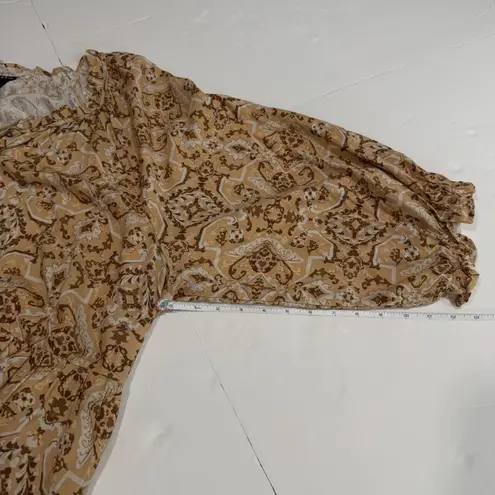 Torrid  Tan Medallion Challis Tiered Ruffle Mini Dress Size 3X Pockets