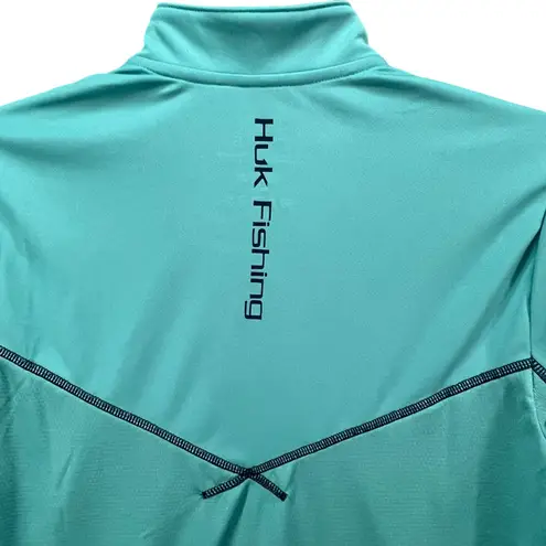 Huk Icon 1/4 Zip Pullover Shirt S Aqua Blue UPF Long Sleeve Performance Gorpcore