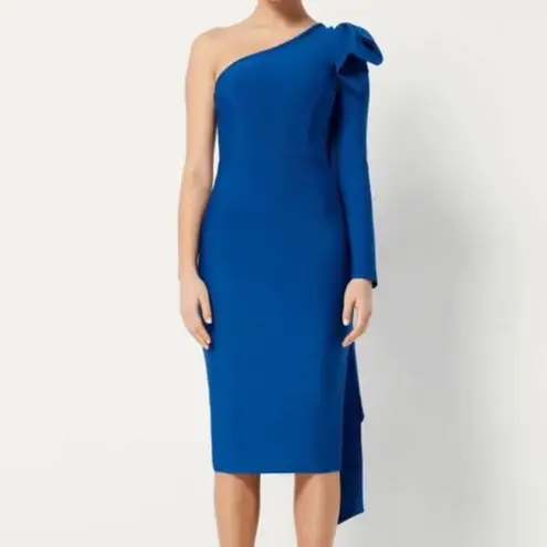 Elliatt  Rhiannon Midi One Shoulder Bow Dress in Cobalt Blue size Small $230