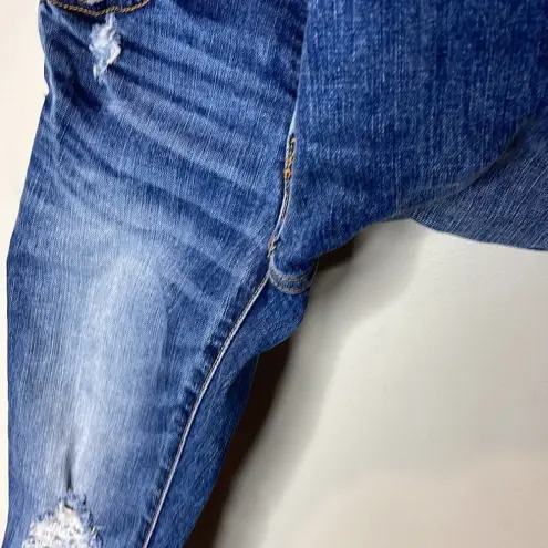 MOUSSY Vintage Distressed Fringe Hem Ankle Skinny Blue Size 26