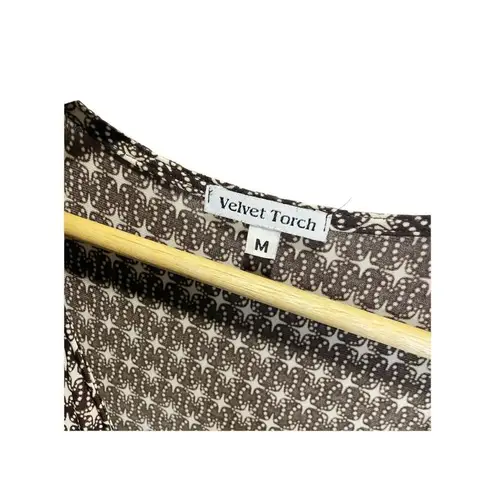 Velvet Torch Dress Womens M Retro Mini Wrap Brown White Whimsical Romantic Y2K