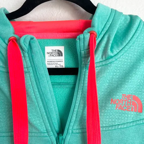 The North Face Hoodie Women's Full Length Zip Jacket Green  and Orange X Large