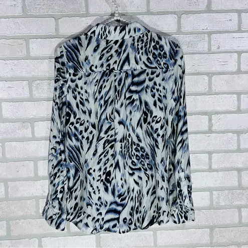 Rails Rebel Ivory Snow Leopard Long Sleeve Button Down Blouse Size S