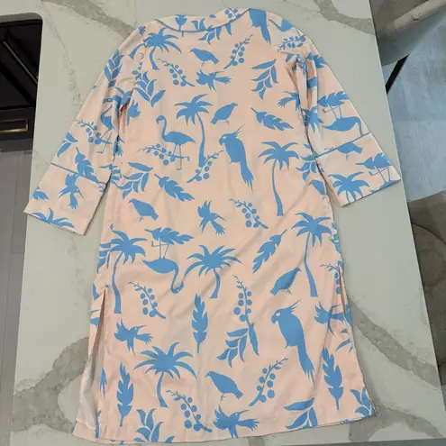 Lulus Tropical Flamingo Tree Print Duster Robe Womens Small Blush Pink/Blue Chic Pink