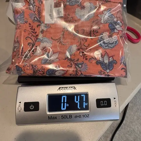 J. Jill Love Linen Tank Top Womens Medium Peach Floral Print Pockets Resort Wear Orange