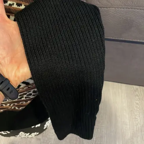 Nina CHARLES for KASPER A.S.L. Black and Brown Animal Print Sweater Size L