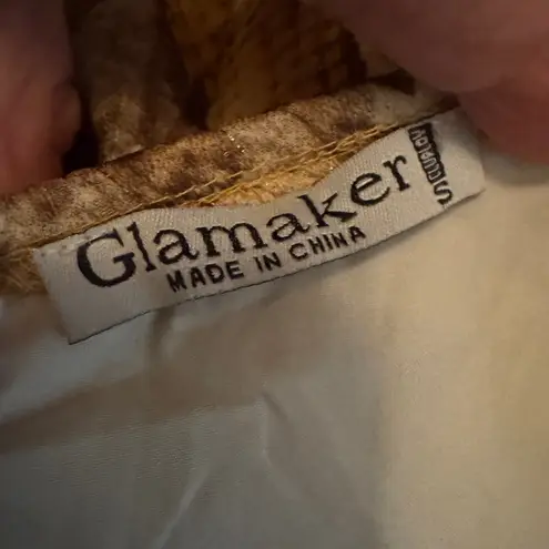 Glamaker Dark Romance Exotic Floral Snake Print Mini Dress Size Small Brown