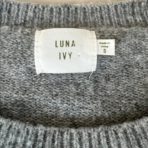 Anthropologie Luna Ivy Cherry Print Sweater Gray Size Smal