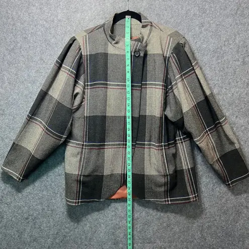 Vintage Peabody House Plaid Wool Blend Jacket Women 11/12 Korea Puff Sleeve Gray Size undefined