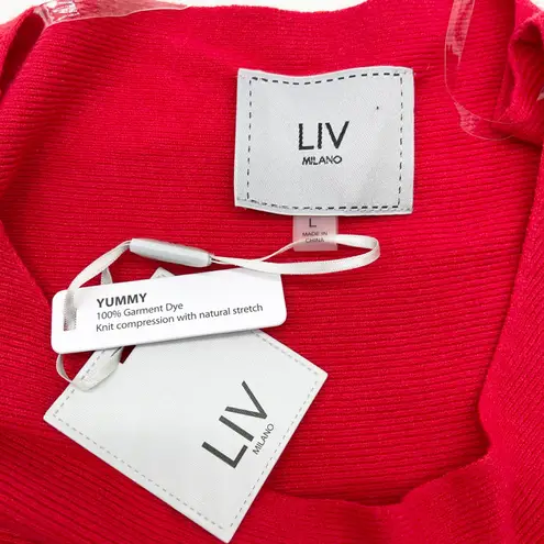 LIV Milano Womens Sweater L Cavell Rhinestone Heart Cutout Party Glam Holiday Red Size L