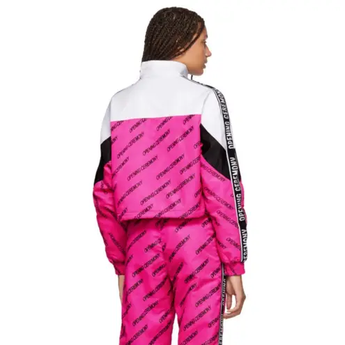 Opening Ceremony Cropped Track Jacket Warm Up Windbreaker Hot Pink White Logo M