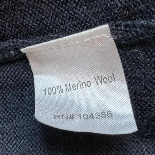 Garnet Hill Merino Wool Turtleneck Dress Knee Length Black Womens Size Small